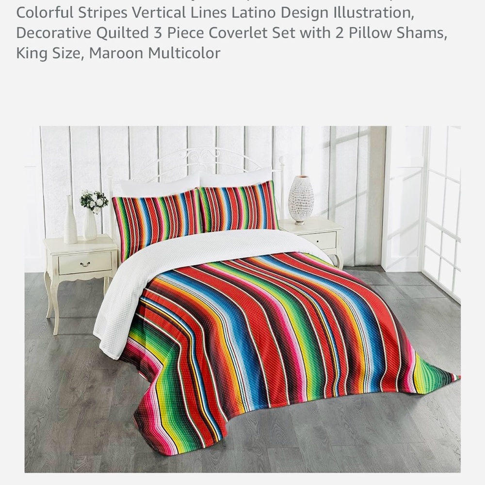 Vibrant Multicolor Striped King Quilt Set